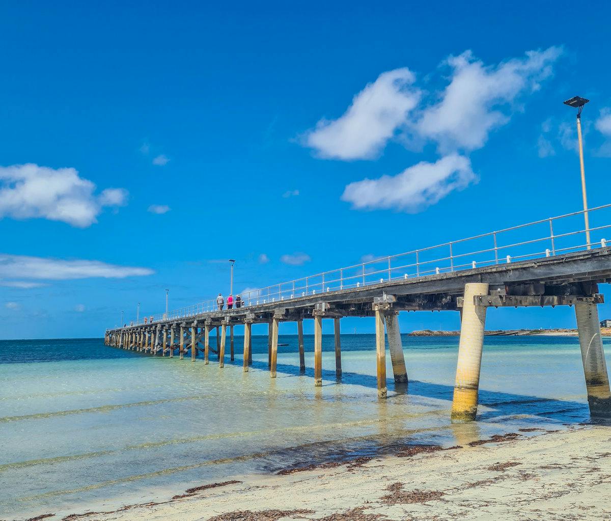 Jetties like these are typical scenery on Eyre Peninsula - Port Neill is north of Lipson Cove and Carrow Wells Image by Overland Exposure
